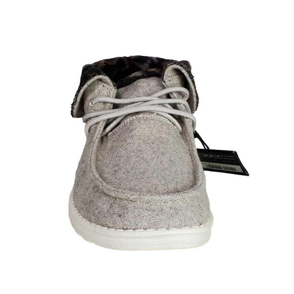 NWB Hey Dude britt wool blend ankle high fold booties cream cheetah size 10 - Picture 7 of 13